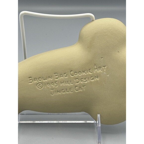 Vtg Brown Bag Cookie Art Mold Jingle Cat Holding Bells 1995 Hill Design Holiday - Picture 3 of 6